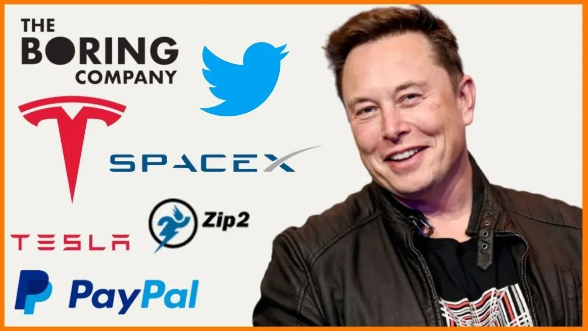 Elon Musk and the logos of all his companies
